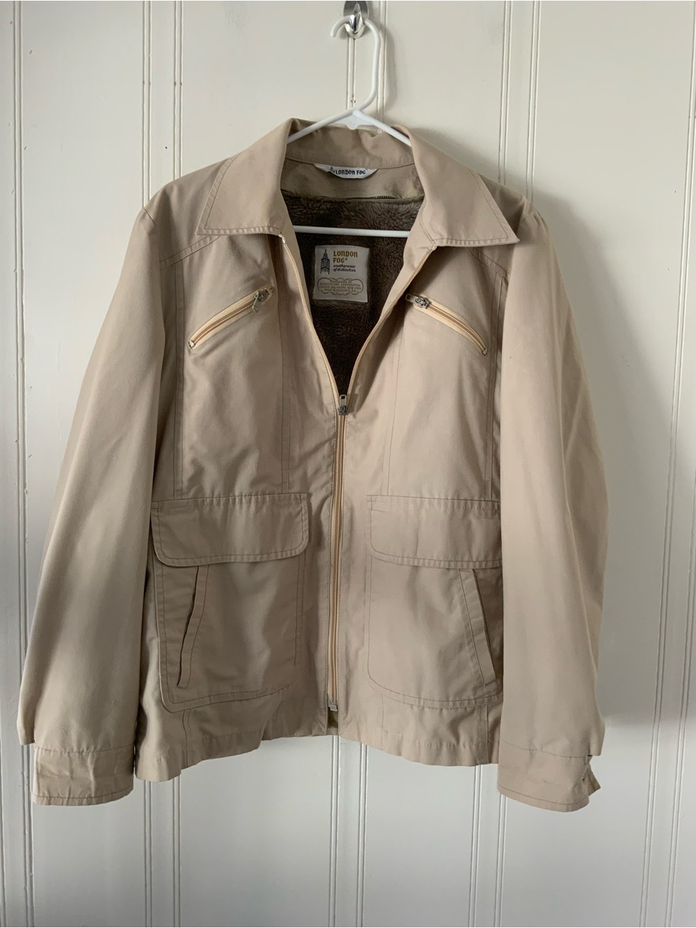 London Fog Beige Zip-Front Lightweight Jacket